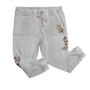 Sundance Size XL Pale Lavender Embroidered Jogger Sweatpants French Terry Boho